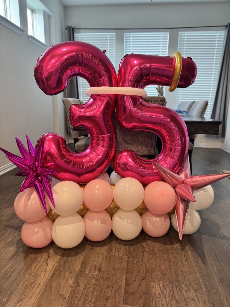 Pink 35 number balloons