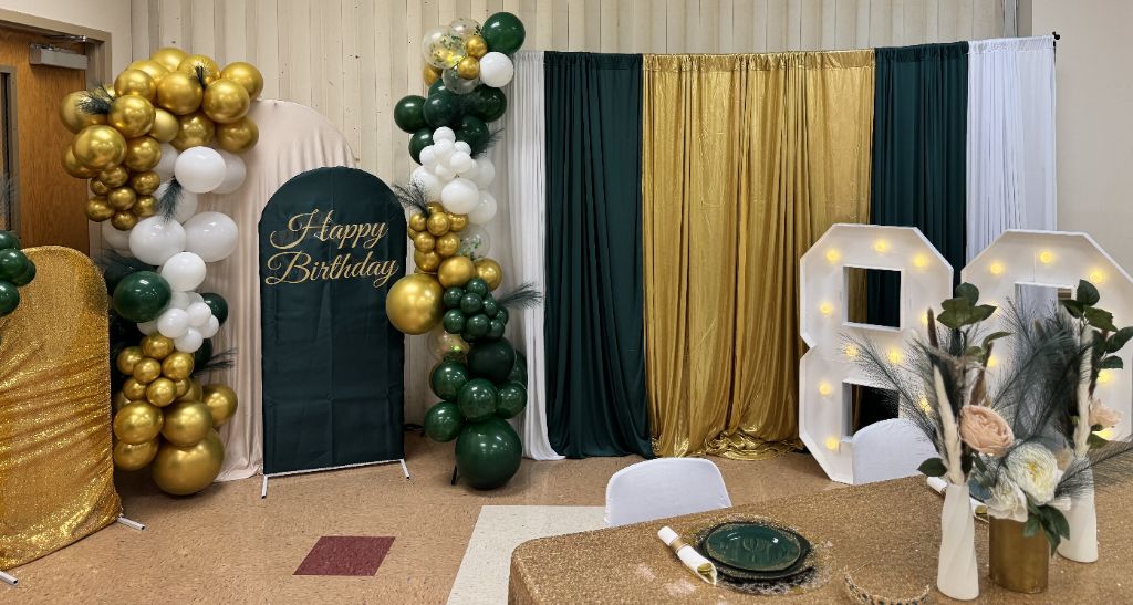 80th birthday green and gold